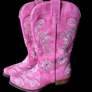 IUV Pink Embroidered Cowboy Boots, Size 10